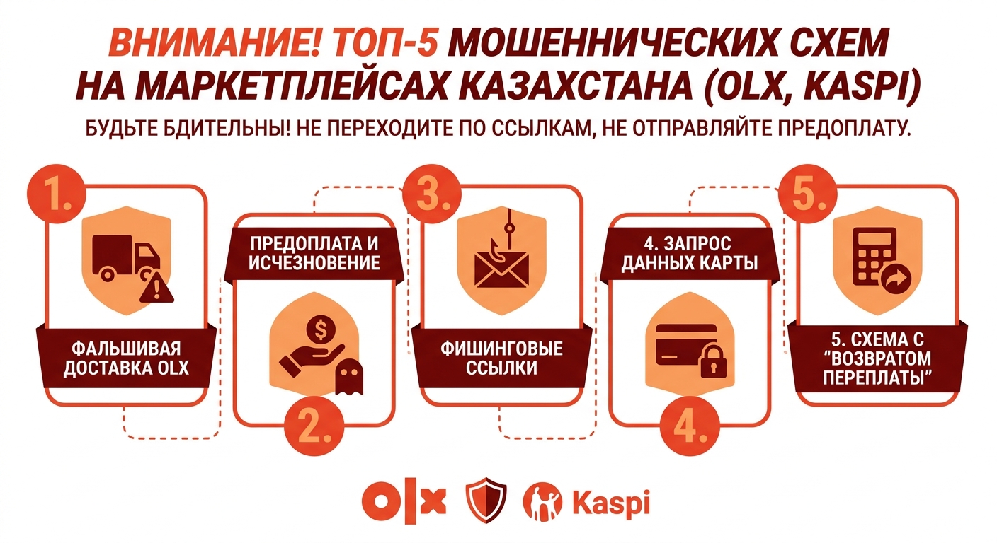 Схемы мошенничества на OLX и Kaspi в Казахстане» loading=