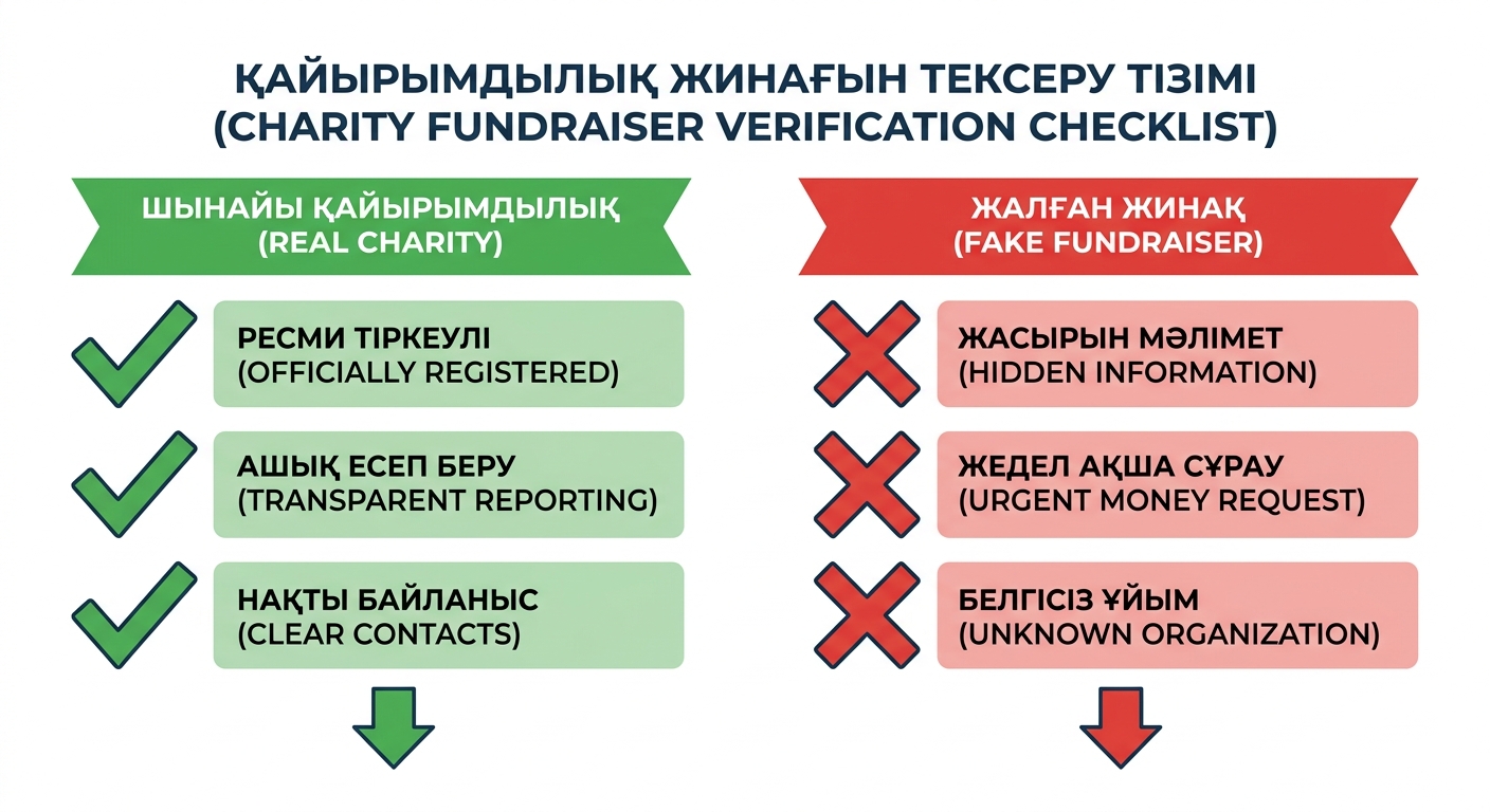 Қайырымдылық жинауларындағы алаяқтықтың белгілері» loading=